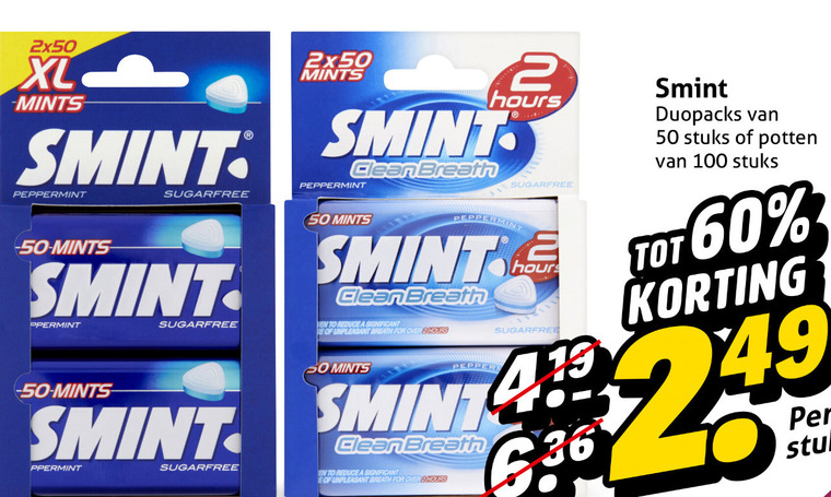Smint   kauwgom folder aanbieding bij  Hoogvliet - details