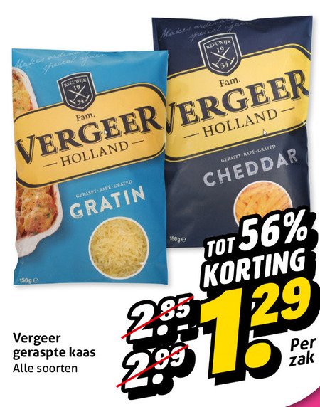 Vergeer   geraspte kaas folder aanbieding bij  Hoogvliet - details
