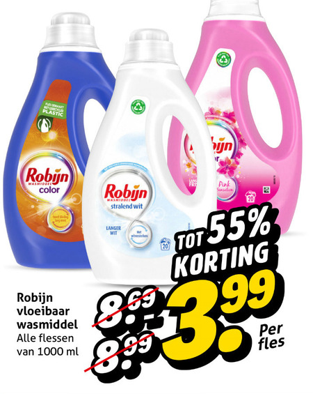 Robijn   wasmiddel folder aanbieding bij  Hoogvliet - details