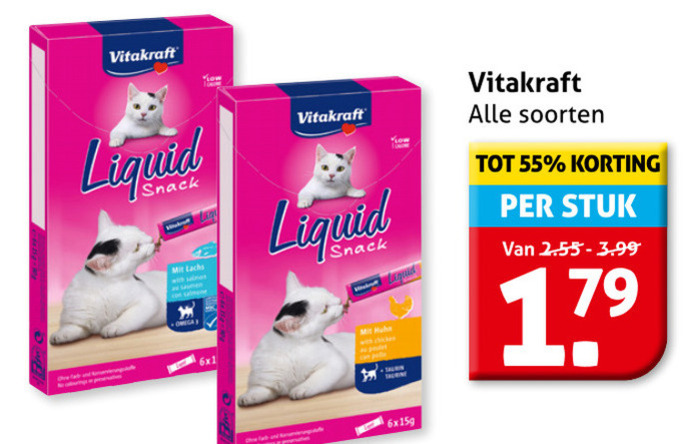 Vitakraft   kattensnacks folder aanbieding bij  Hoogvliet - details
