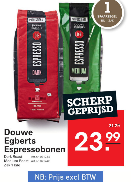 Douwe Egberts   koffiebonen folder aanbieding bij  Sligro - details
