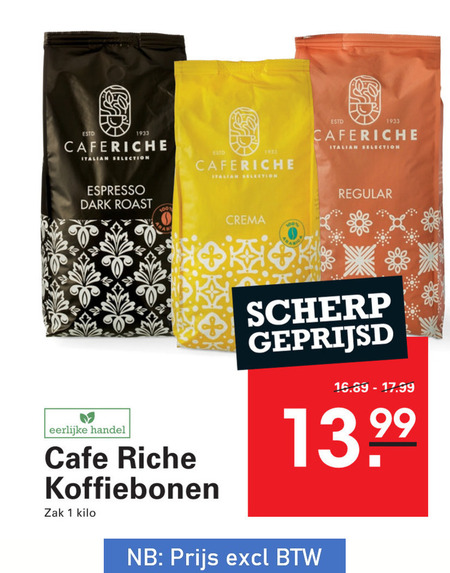 Cafe Riche   koffiebonen folder aanbieding bij  Sligro - details