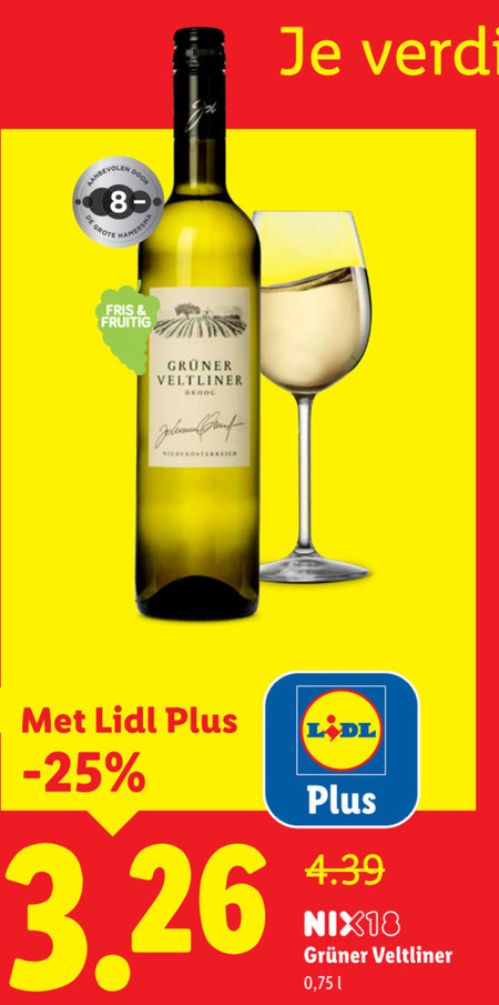 witte wijn 8 hamersma fris fruitig veltliner droog niederosterreich folder aanbieding bij Lidl