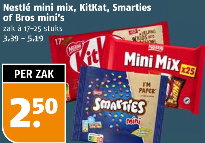 Bros   mini chocoladerepen folder aanbieding bij  Poiesz - details