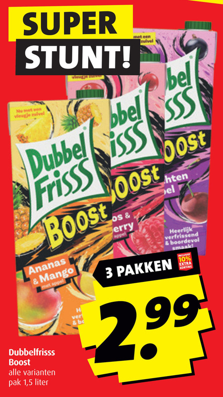 Dubbelfrisss   fruitdrank folder aanbieding bij  Boni - details