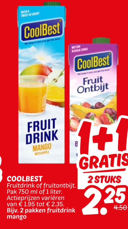 Coolbest   vruchtensap folder aanbieding bij  Dekamarkt - details