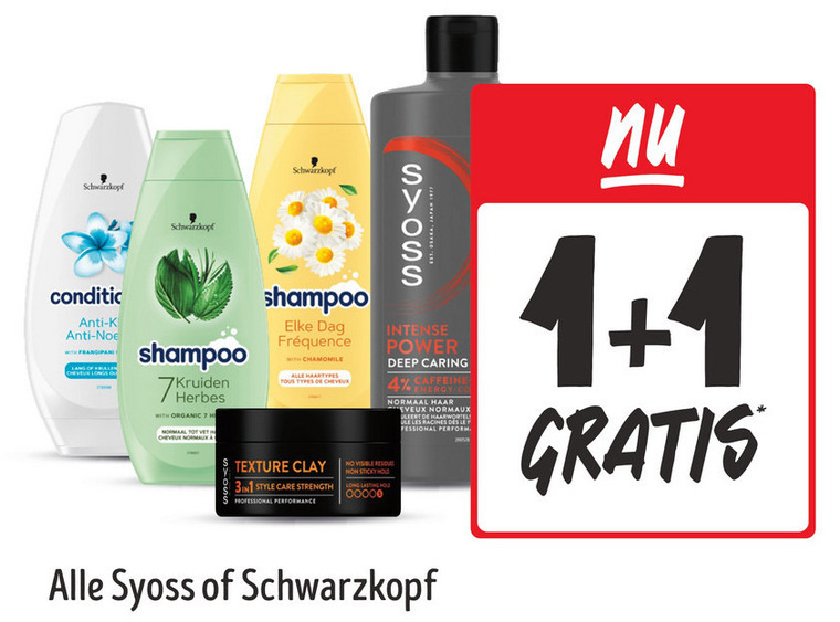 syoss schwarzkopf shampoo 1 4 7 dag with chamomile haartypes tous types cheveux texture clay visible hold style care strength lasting professional intense power deep caring normaal perform condition anti noe organic folder aanbieding bij Jumbo Syoss shampoo folder aanbieding bij Jumbo - details