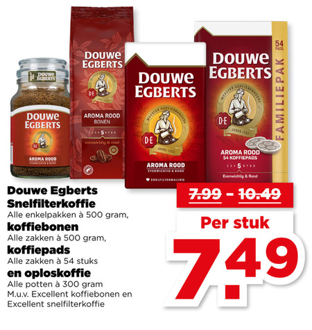 Douwe Egberts   koffiepad, oploskoffie folder aanbieding bij  Plus - details