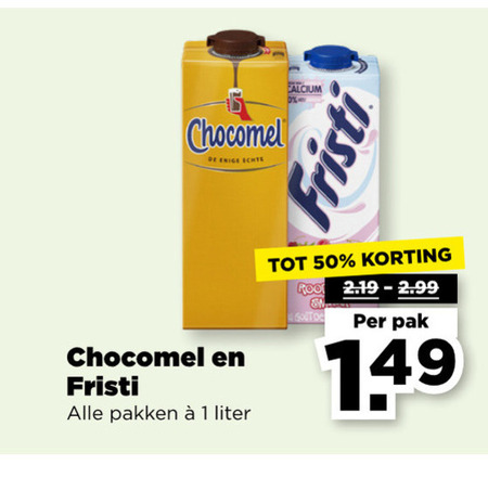 Chocomel   chocolademelk, drinkyoghurt folder aanbieding bij  Plus - details