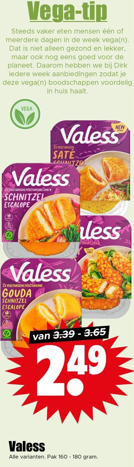 Valess   vegetarisch folder aanbieding bij  Dirk - details