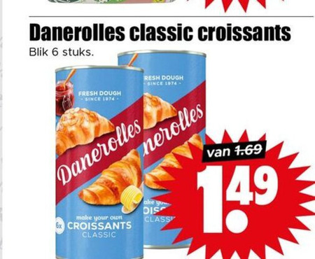 Danerolles   croissantdeeg folder aanbieding bij  Dirk - details