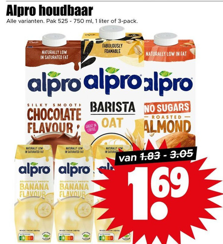 Alpro   soja melk folder aanbieding bij  Dirk - details