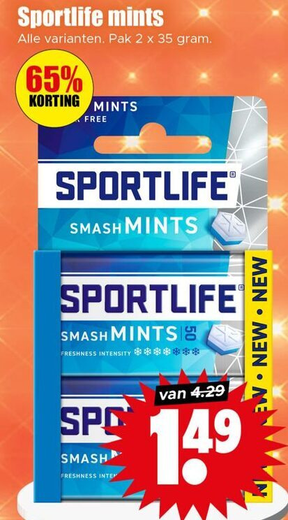 Sportlife   kauwgom folder aanbieding bij  Dirk - details