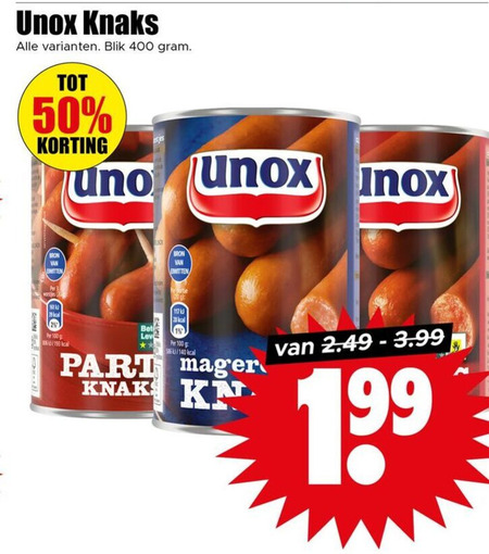 Unox   knakworst folder aanbieding bij  Dirk - details