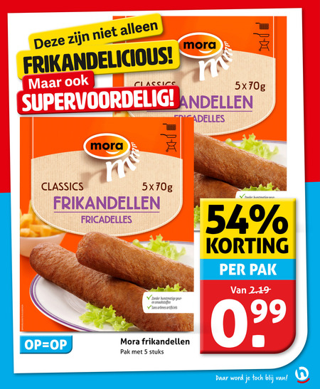 Mora   frikandellen folder aanbieding bij  Hoogvliet - details