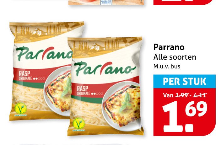 Parrano   geraspte kaas folder aanbieding bij  Hoogvliet - details