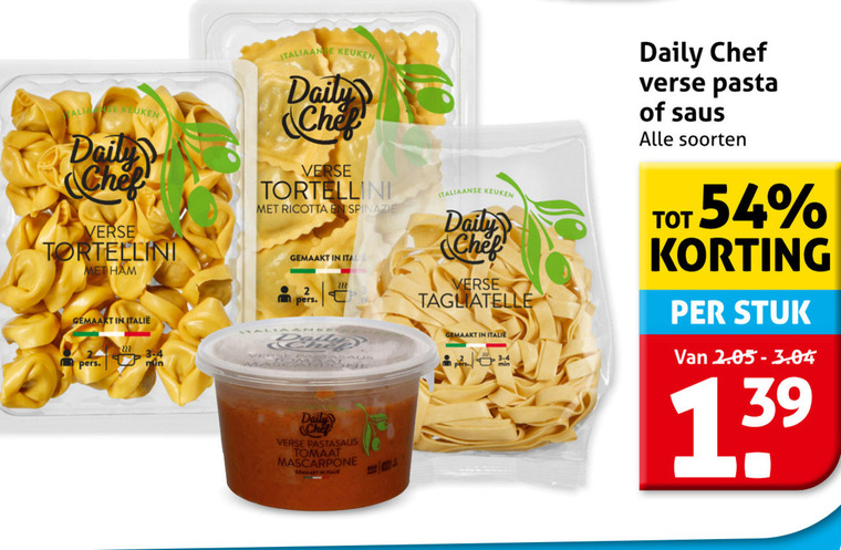 Daily Chef   tagliatelle, pastasaus folder aanbieding bij  Hoogvliet - details