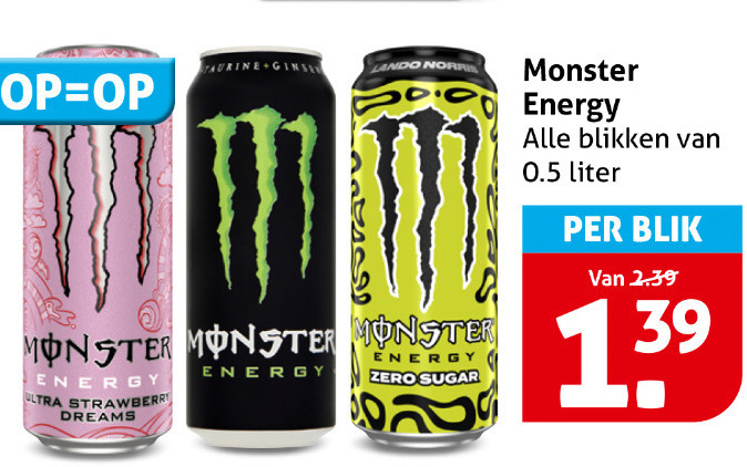 Monster   energiedrank folder aanbieding bij  Hoogvliet - details