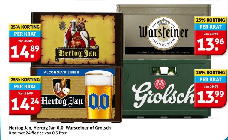 Warsteiner   krat bier folder aanbieding bij  Hoogvliet - details
