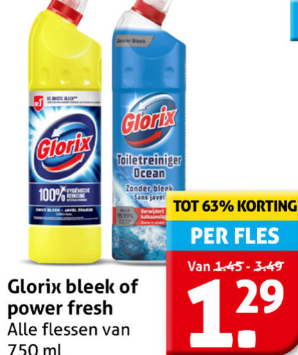 Glorix   toiletreiniger, bleekmiddel folder aanbieding bij  Hoogvliet - details