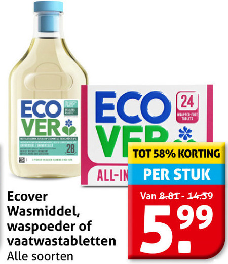 Ecover   wasmiddel, vaatwasmiddel folder aanbieding bij  Hoogvliet - details