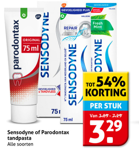 Paradontax   tandpasta folder aanbieding bij  Hoogvliet - details
