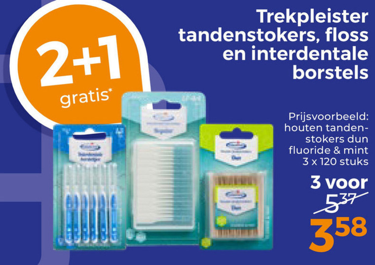 Trekpleister Huismerk   tandenstokers, interdentale ragers folder aanbieding bij  Trekpleister - details