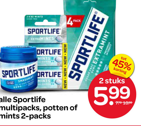 Sportlife   kauwgom folder aanbieding bij  Spar - details