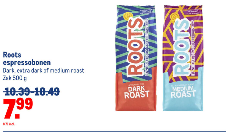 Roots   koffiebonen folder aanbieding bij  Makro - details