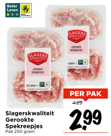 spekreepjes 250 beter leven slagers lagers tram slagerskwaliteit gerookte pak folder aanbieding bij Vomar