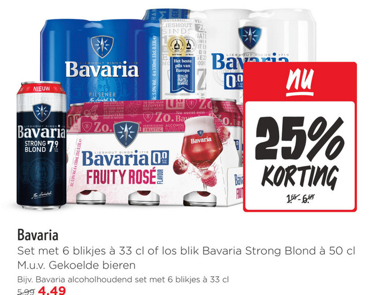 bavaria blikjes bier 6 10 25 33 50 100 lieshout strong blond hout 0.0 6x 30ml pilsener water hit lc 330ml jaar gezuiverd natuur pils europa eerst verfrissend alcohol fruitig fruity rosee for it blik bieren 5.99 folder aanbieding bij Jumbo Bavaria blikje bier folder aanbieding bij Jumbo - details