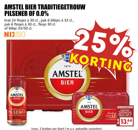 Amstel   krat bier, blikje bier folder aanbieding bij  MCD Supermarkt Basis - details