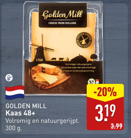 kaas 300 golden cheese from holland gouda stuk natuurgerijpte hollandse lichte 48 natuurgerijpt 3.99 folder aanbieding bij Aldi