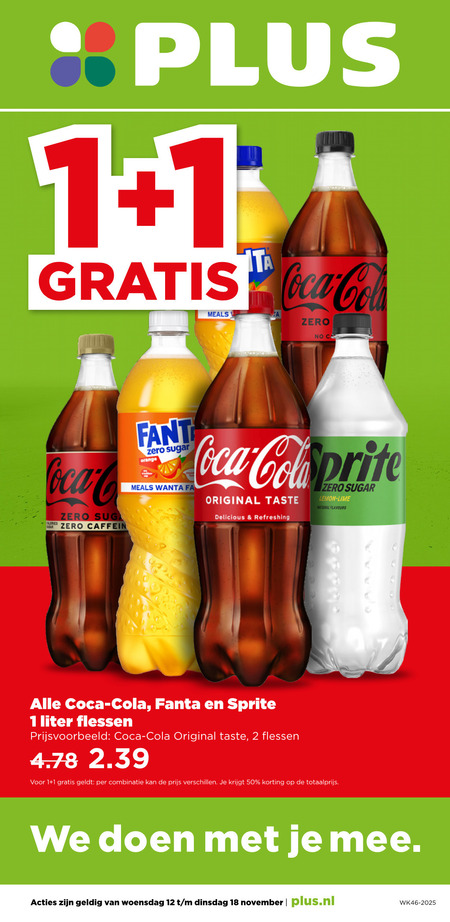 Coca-Cola   cola, frisdrank folder aanbieding bij  Plus - details