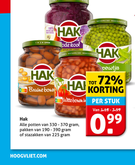 Hak   bruine bonen, appelmoes folder aanbieding bij  Hoogvliet - details