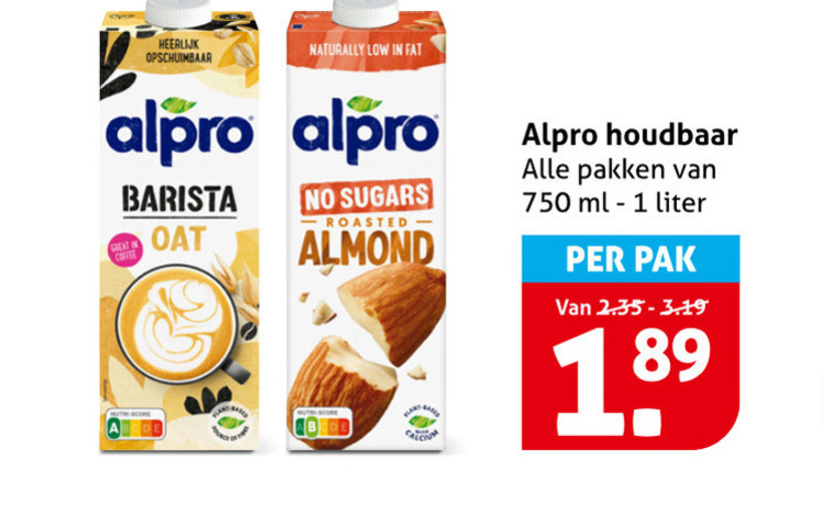 Alpro   soja melk folder aanbieding bij  Hoogvliet - details