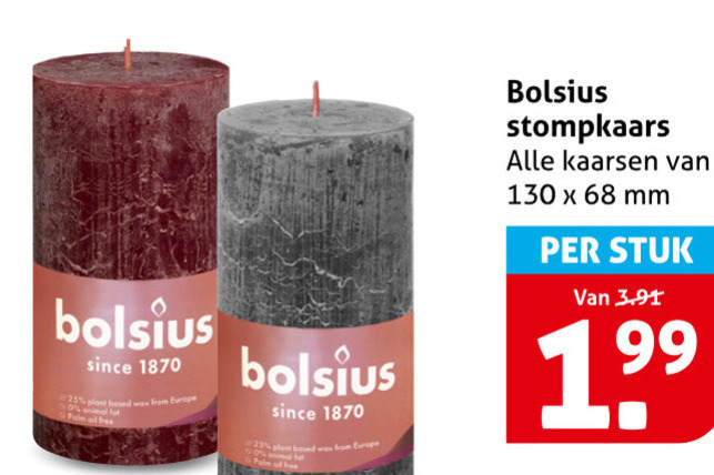 Bolsius   stompkaarsen folder aanbieding bij  Hoogvliet - details