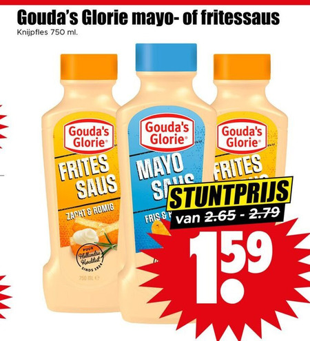 Goudas Glorie   mayonaise, fritessaus folder aanbieding bij  Dirk - details