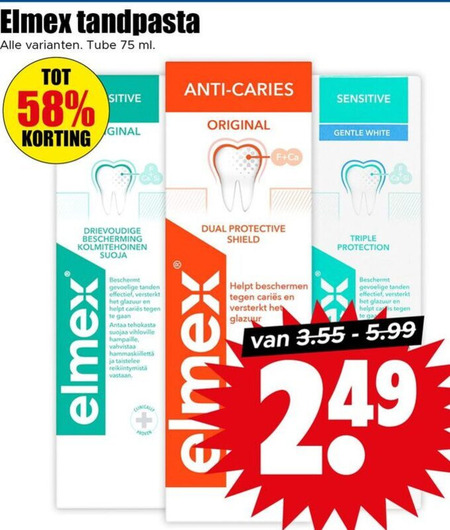 Elmex   tandpasta folder aanbieding bij  Dirk - details