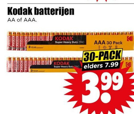 Kodak   batterij folder aanbieding bij  Dirk - details