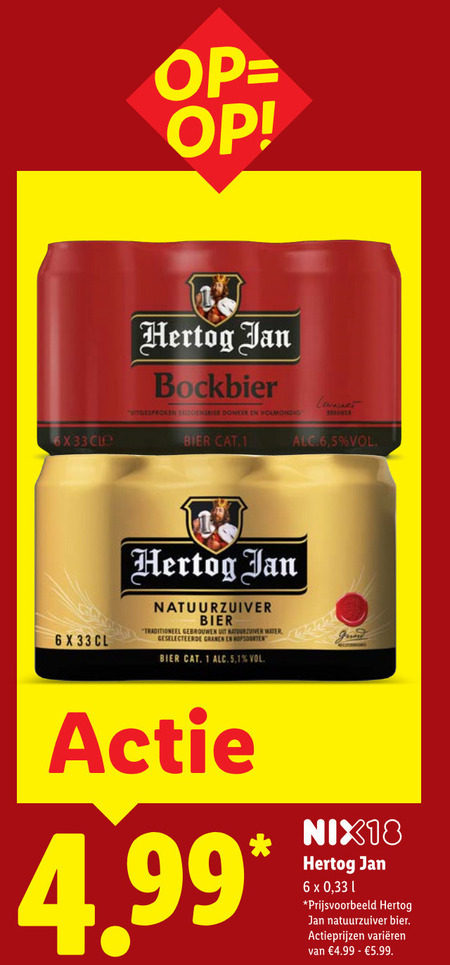 Hertog Jan   blikje bier folder aanbieding bij  Lidl - details