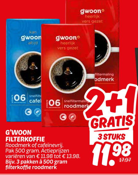 Gwoon   koffie folder aanbieding bij  Dekamarkt - details