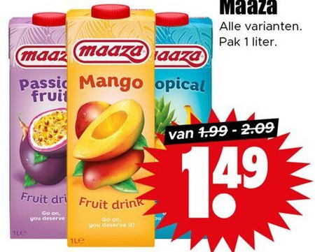 Maaza   fruitdrank folder aanbieding bij  Dirk - details