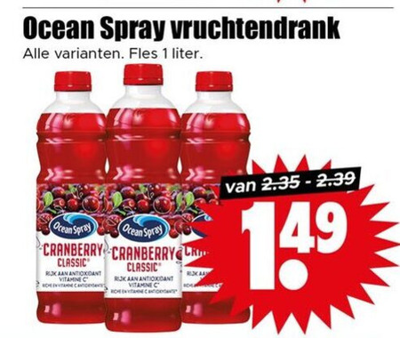 Ocean Spray   fruitdrank folder aanbieding bij  Dirk - details