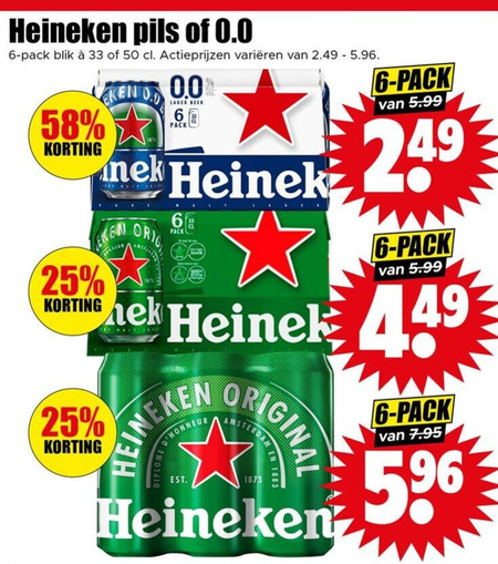 Heineken   blikje bier folder aanbieding bij  Dirk - details