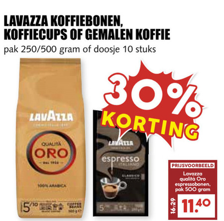 Lavazza   koffie, koffiebonen folder aanbieding bij  MCD Supermarkt Basis - details