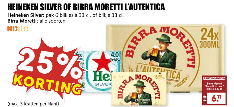 Heineken Silver   blikje bier, krat bier folder aanbieding bij  MCD Supermarkt Basis - details