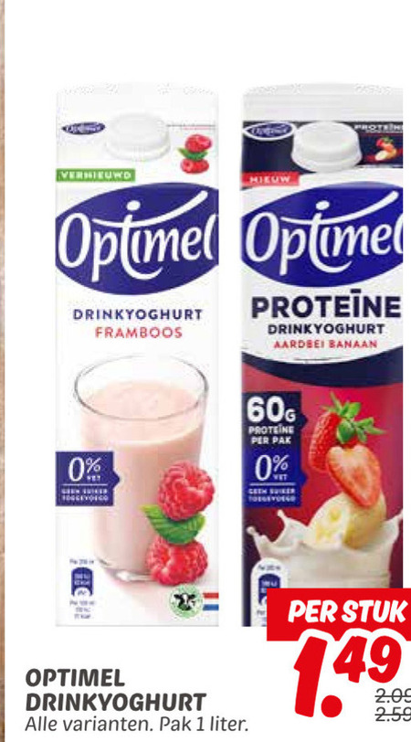 Optimel   drinkyoghurt folder aanbieding bij  Dekamarkt - details