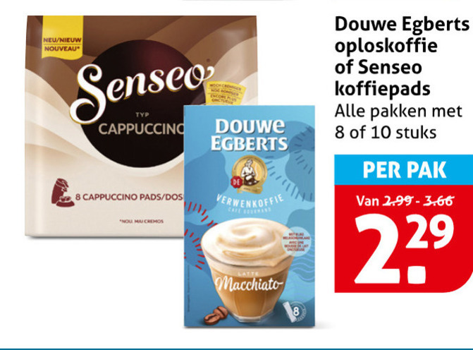Douwe Egberts   oploskoffie, koffiepad folder aanbieding bij  Hoogvliet - details