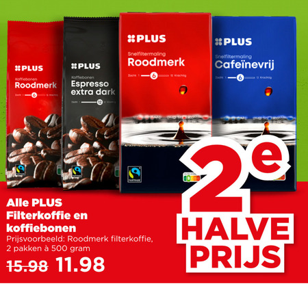 Plus Huismerk   koffie, koffiebonen folder aanbieding bij  Plus - details